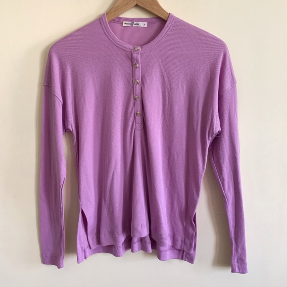 NWOT Marine Layer Cait Lightweight Henley Lilac - Picture 3 of 8